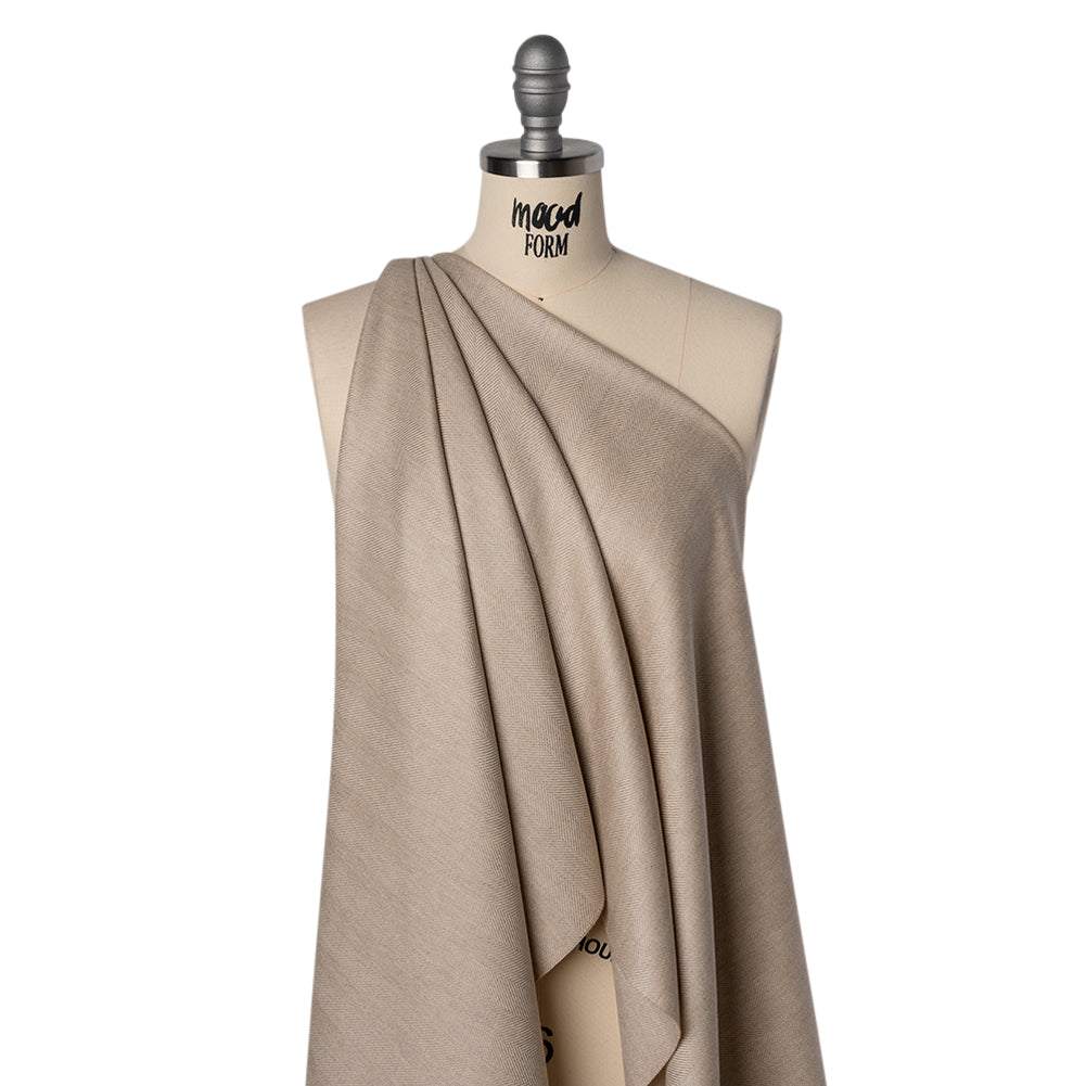 Virgin Wool Twill Made in Italy - Beige Herringbone - Joann Fabrics