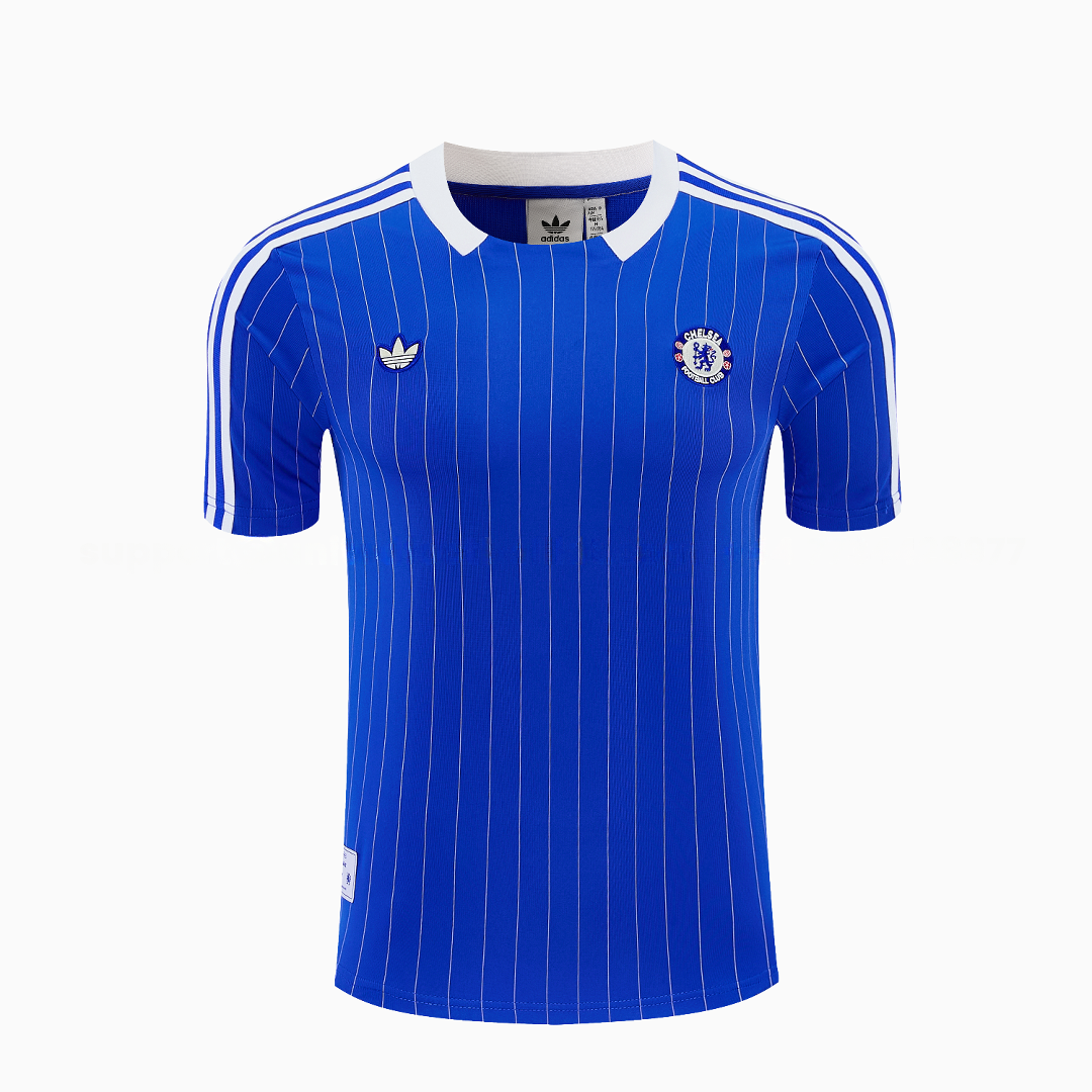 C.H.E.L.S.E.A 25-26 Retro Style Short-Sleeve Training Set - Blue Top & White Pants - UnitedFutballJersey