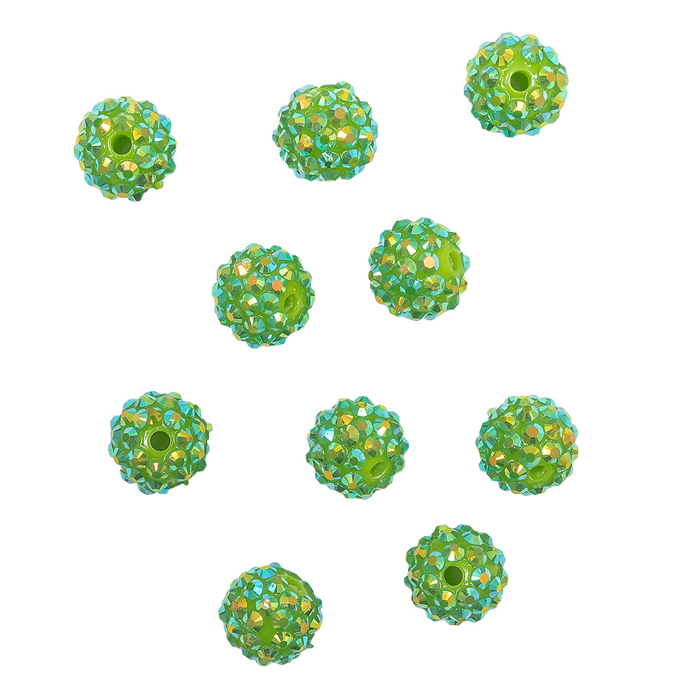 Green AB Rhinestone and Resin Faceted 14mm Beads - 10pc - Joann Fabrics