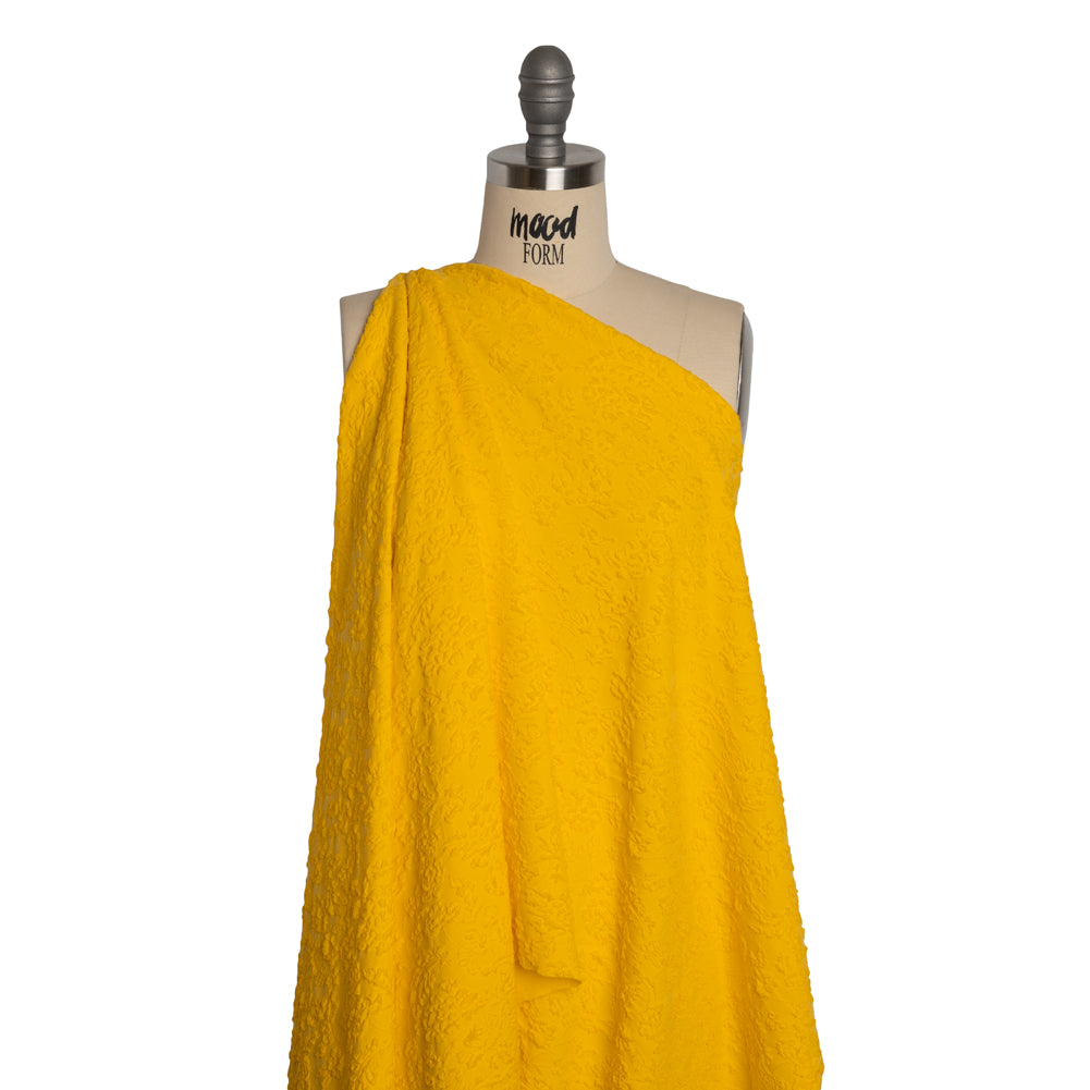 Textured Stretch Knit Jacquard by Mara Hoffman - Yellow Floral - Designer Deadstock - Joann Fabrics