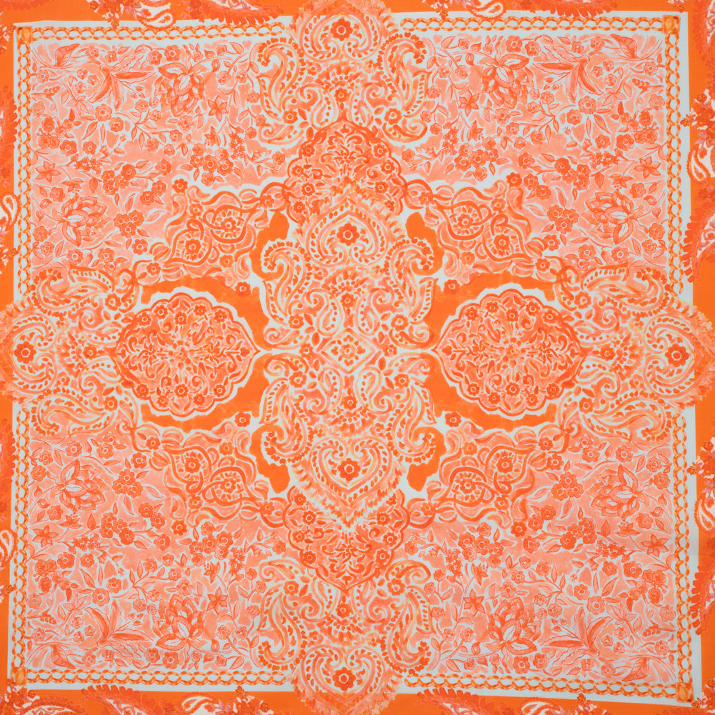 Cotton Voile Panel - Orange Paisley Floral - Sicilian Summer Print - Mood Exclusive Chariot Collection - Joann Fabrics
