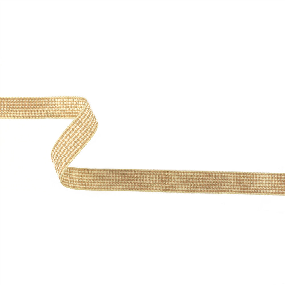 Beige and Angora Houndstooth Check Woven Ribbon - 0.625
