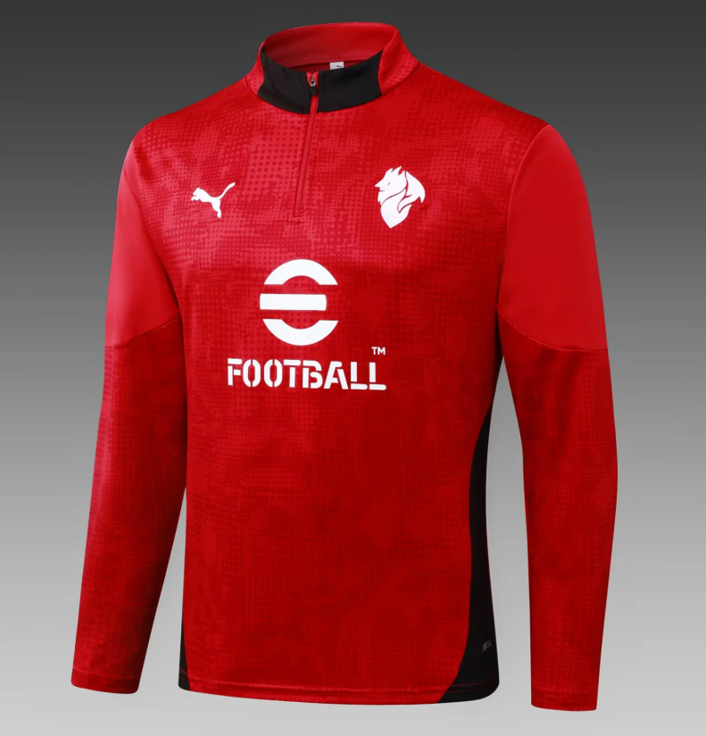 2025/2026 AC Milan Half-Pull Training Suit Red Football Jersey 1:1 Thai Quality
