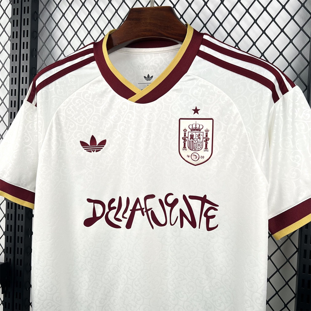 Spain 2026 Dellafuente Co-Branded White Jersey - Fans Version - UnitedFutballJersey