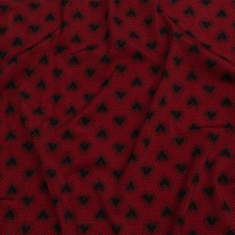 Italian Red and Black Lace Hearts Stretch Nylon Jersey - Joann Fabrics