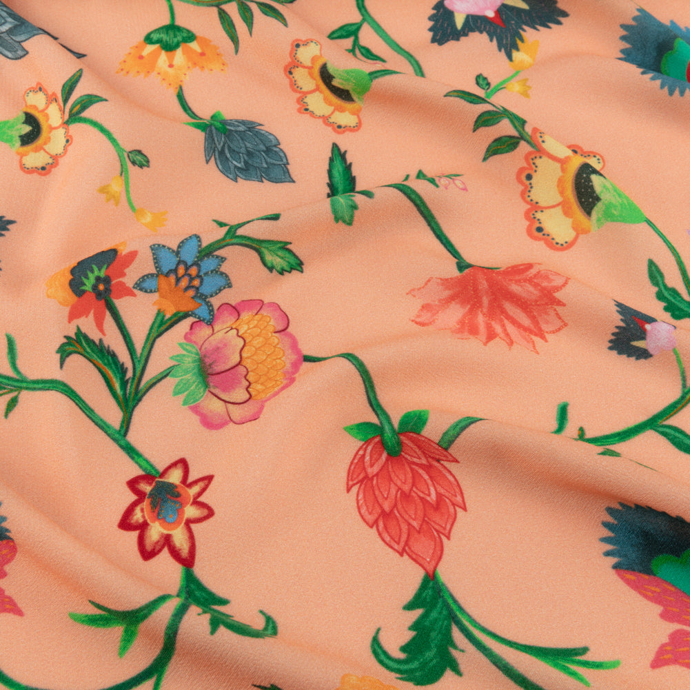 Sustainable Viscose Crepe - Peach Floral Vines - Sherbert Shandy Print - Mood Exclusive Gisele Collection - Joann Fabrics