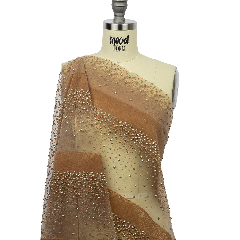 Flocked Puffy Glitter Tulle - Caramel Abstract Stripes - Joann Fabrics