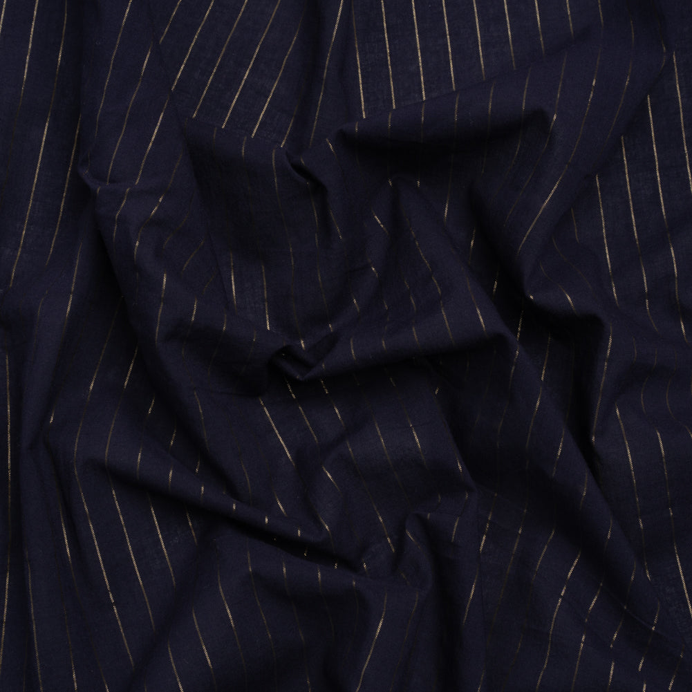Famous Australian Designer Navy Cotton Voile with Metallic Gold Pinstripes - Joann Fabrics