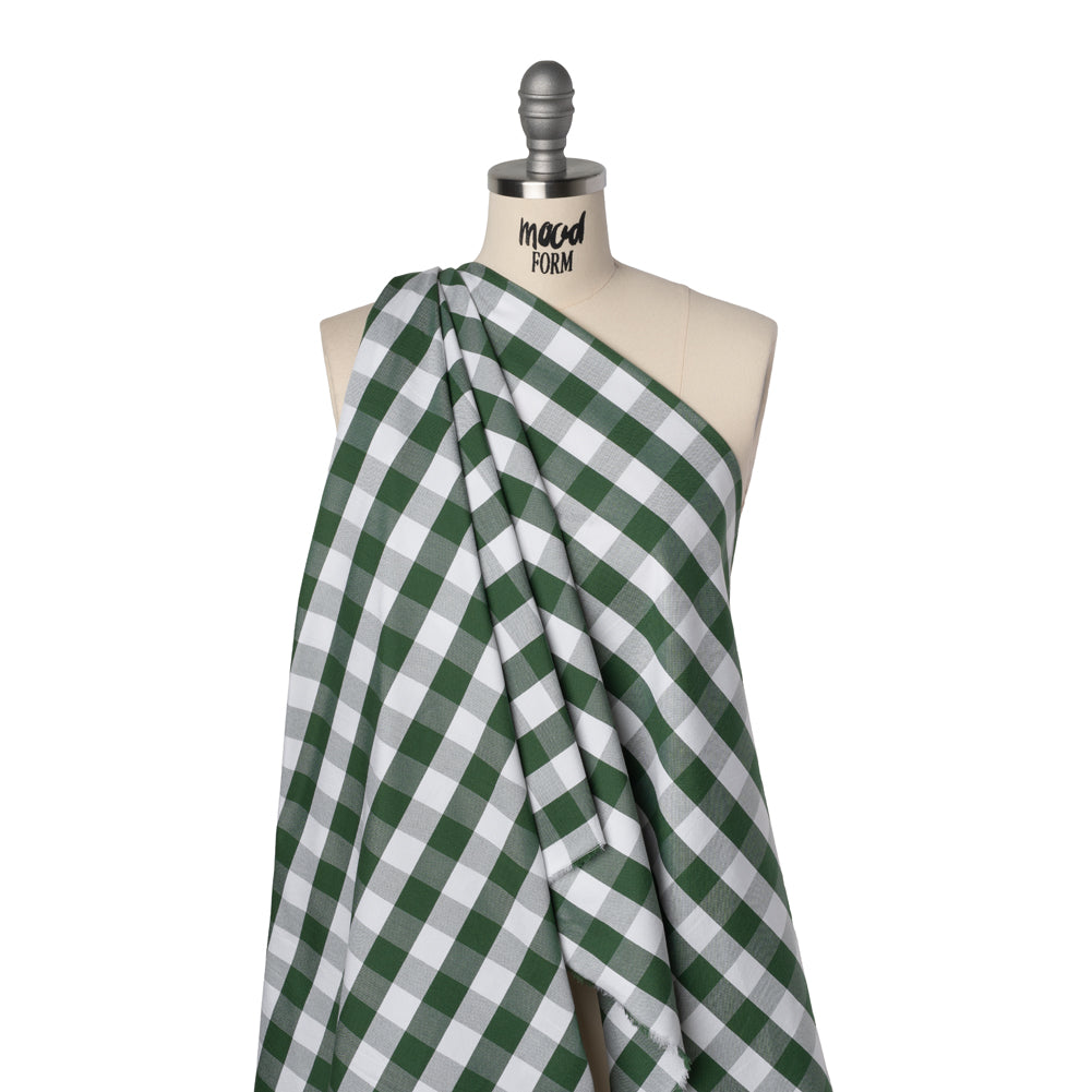 Cotton Oxford Shirting - Jolly Green and White Checks - Deadstock - Joann Fabrics
