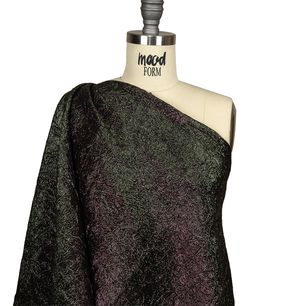 Astrolabe Metallic Olive and Wine Crinkled Luxury Brocade with Black Backing - Joann Fabrics