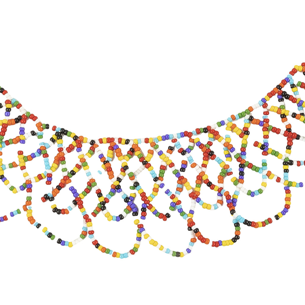Vintage Multicolored Beaded Abstract Neck Applique - 9