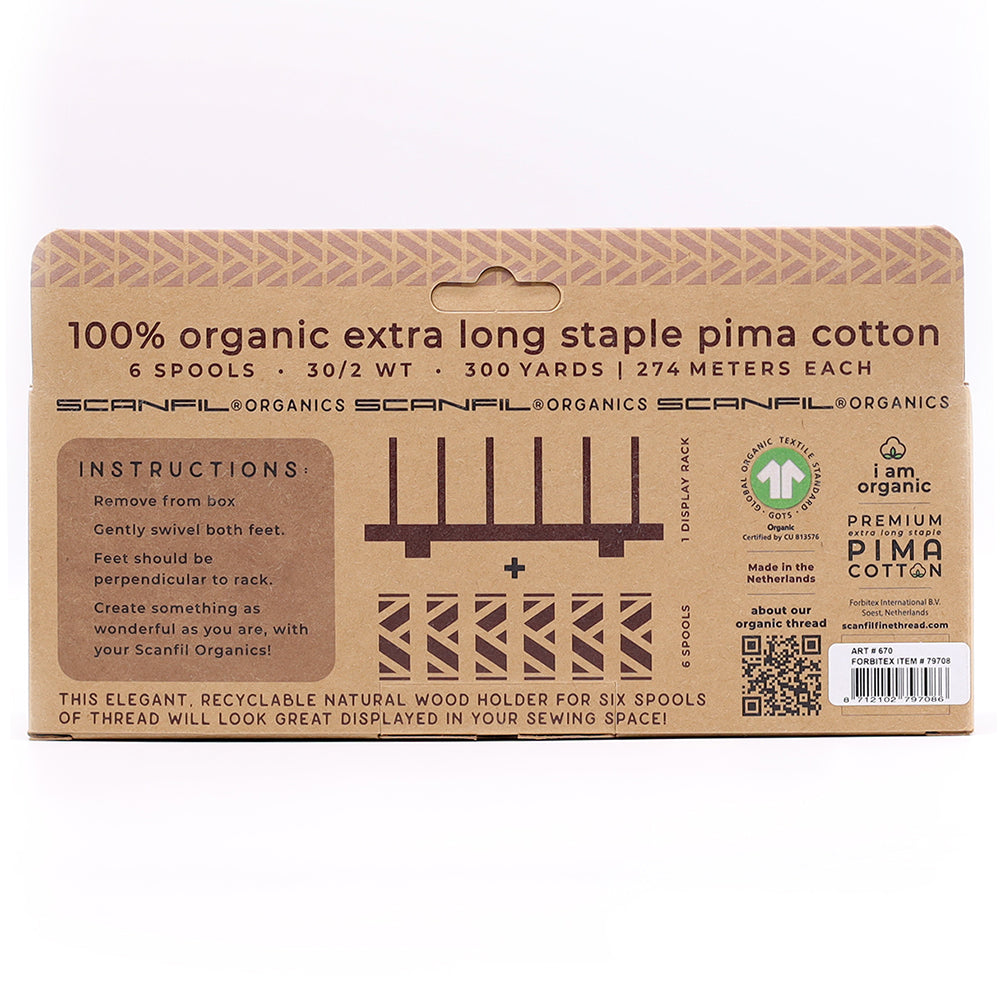 SCANFIL® 30wt Organic Pima Cotton Thread Set - 6ct 300yd Spools & Wood Rack - Frosty Winter - Joann Fabrics