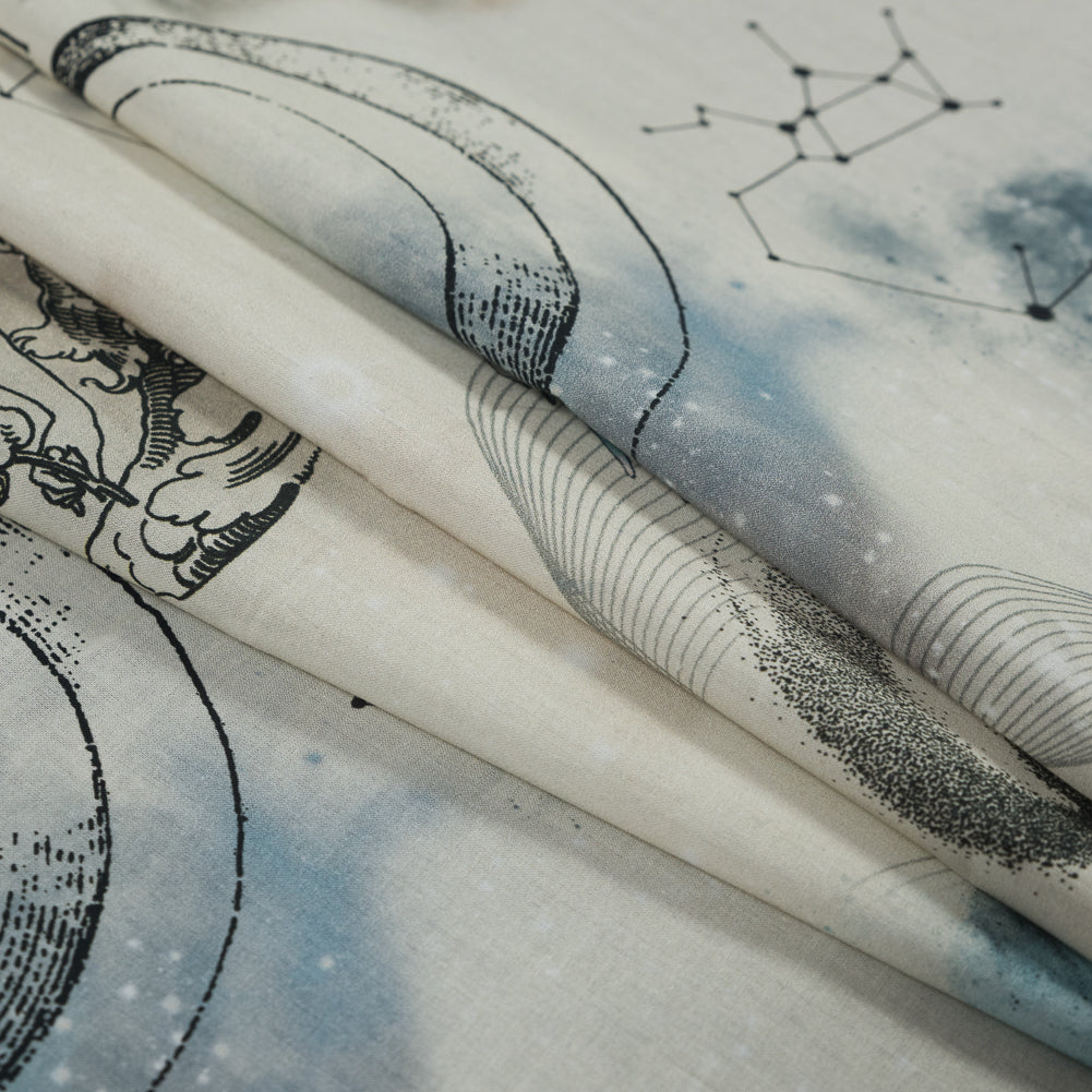 Cotton Voile - Beige Celestial Birds - Apollo's Disguise Beige Print - Mood Exclusive Gaia Collection - Joann Fabrics