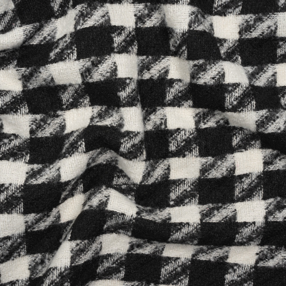 Acrylic Boucle Tweed - Black and Cream Houndstooth - Deadstock - Joann Fabrics