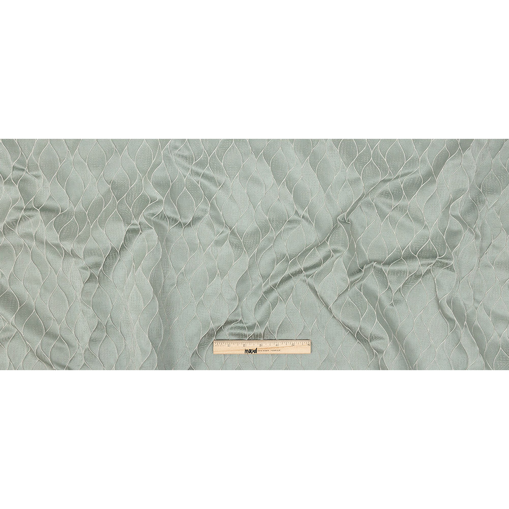 Polyester Jacquard - Seafoam Leafy Lines - British Imported - Joann Fabrics