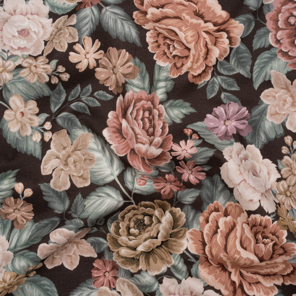 Brushed Cotton Woven - Light Pink, Soft Green and Black Flower Garden - Mood Exclusive Soft Bloom Print - Joann Fabrics