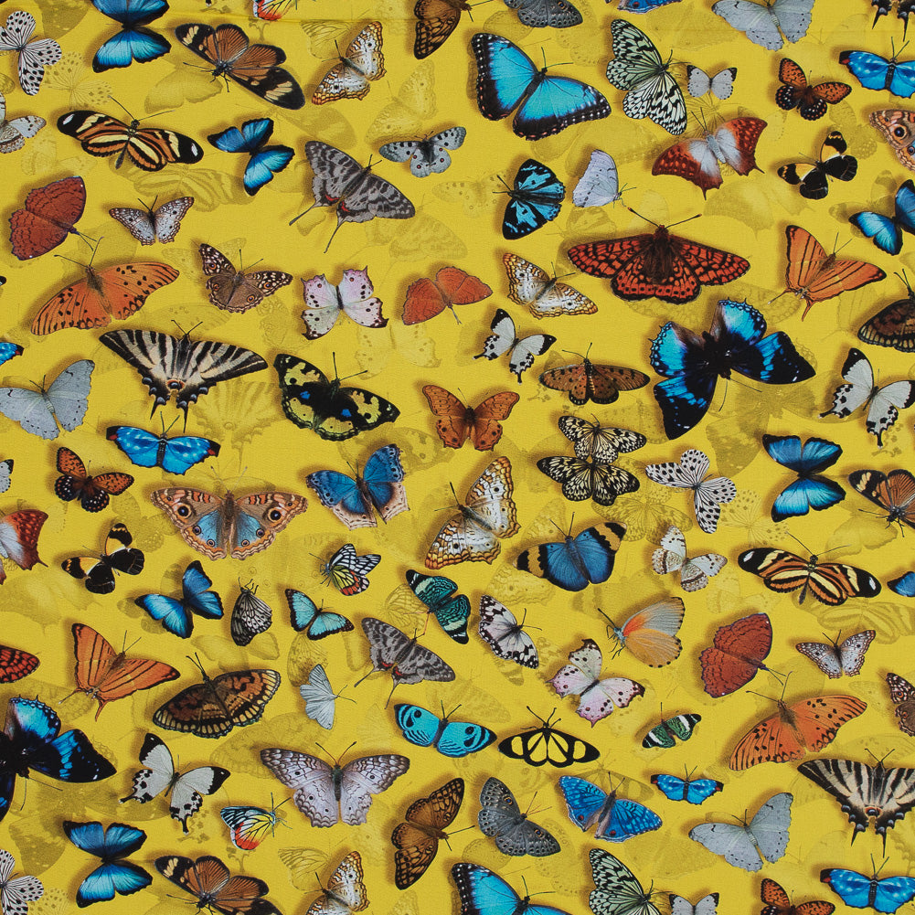 Sunshine Yellow Butterfly Printed Organic Viscose Batiste - Joann Fabrics