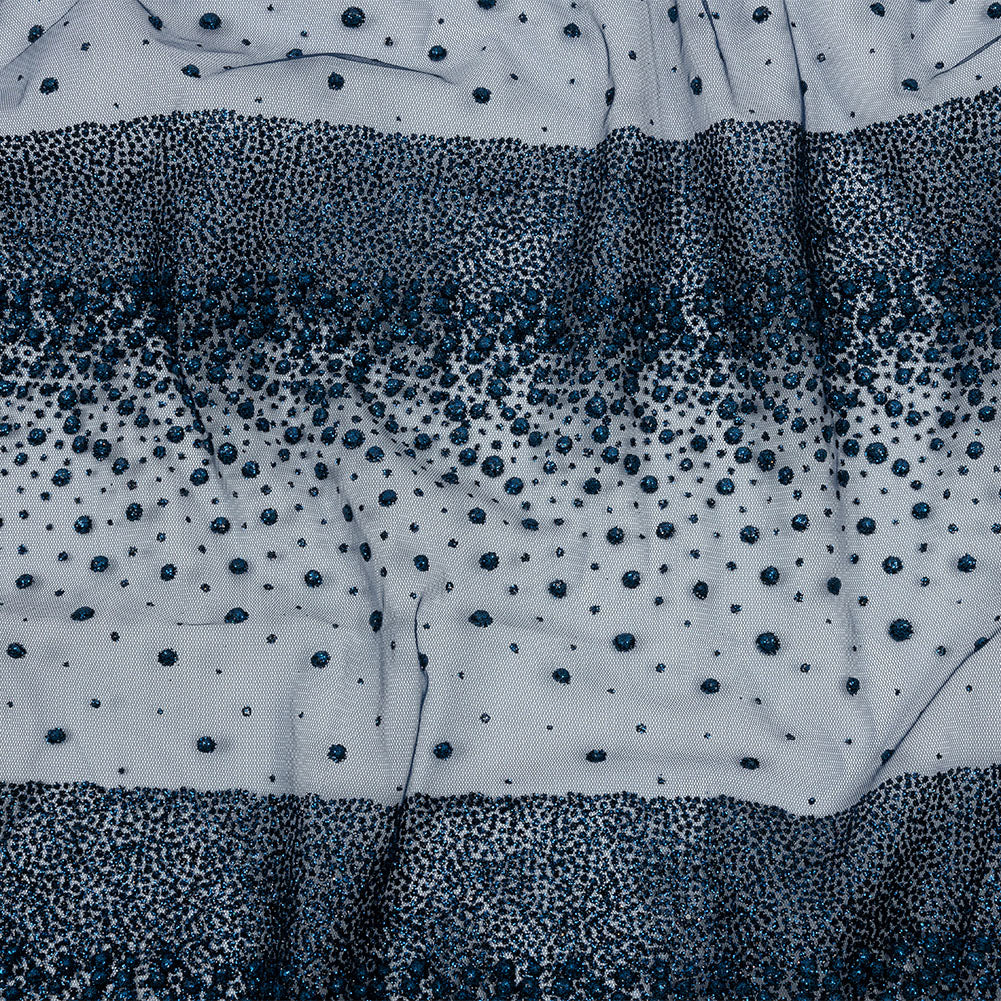Flocked Puffy Glitter Tulle - Navy Abstract Stripes - Joann Fabrics