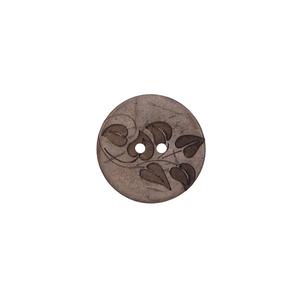 Italian Brown Leafy Etched Coconut Button - 24L/15mm - Joann Fabrics