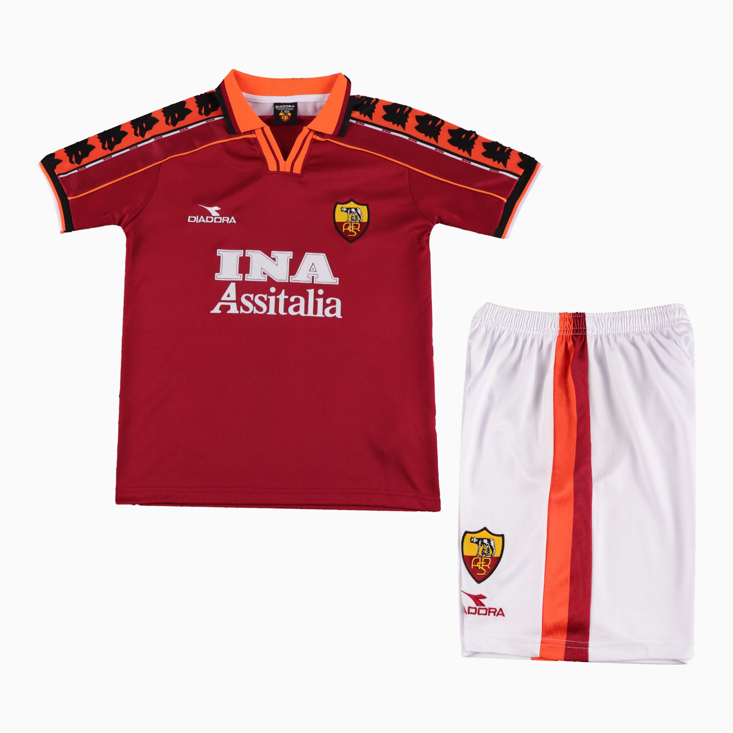 Retro Roma 1998-99 Home Kids Kit - UnitedFutballJersey