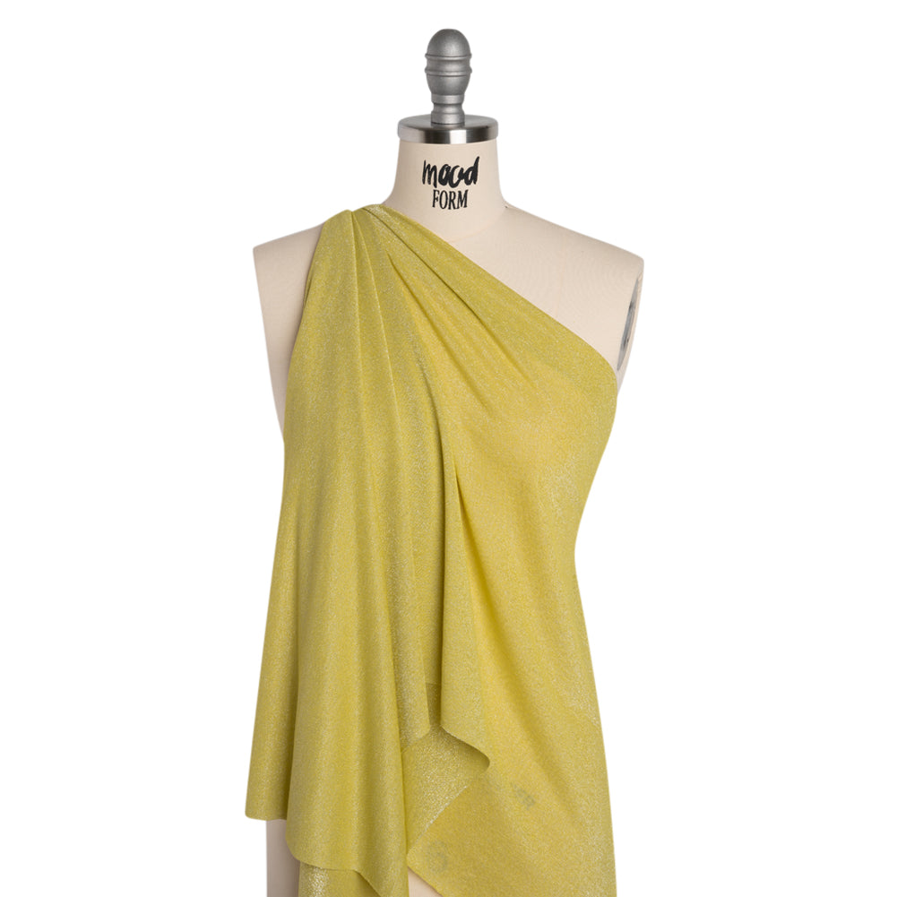 Metallic Stretch Rayon Jersey - Lemon Sparkle and Silver - Designer Deadstock - Joann Fabrics