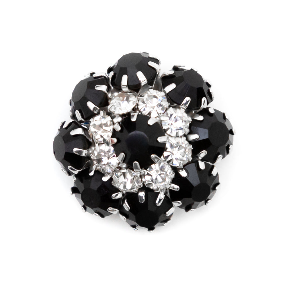 Italian Silver, Black and Crystal Rhinestone Button - 40L/25mm - Joann Fabrics