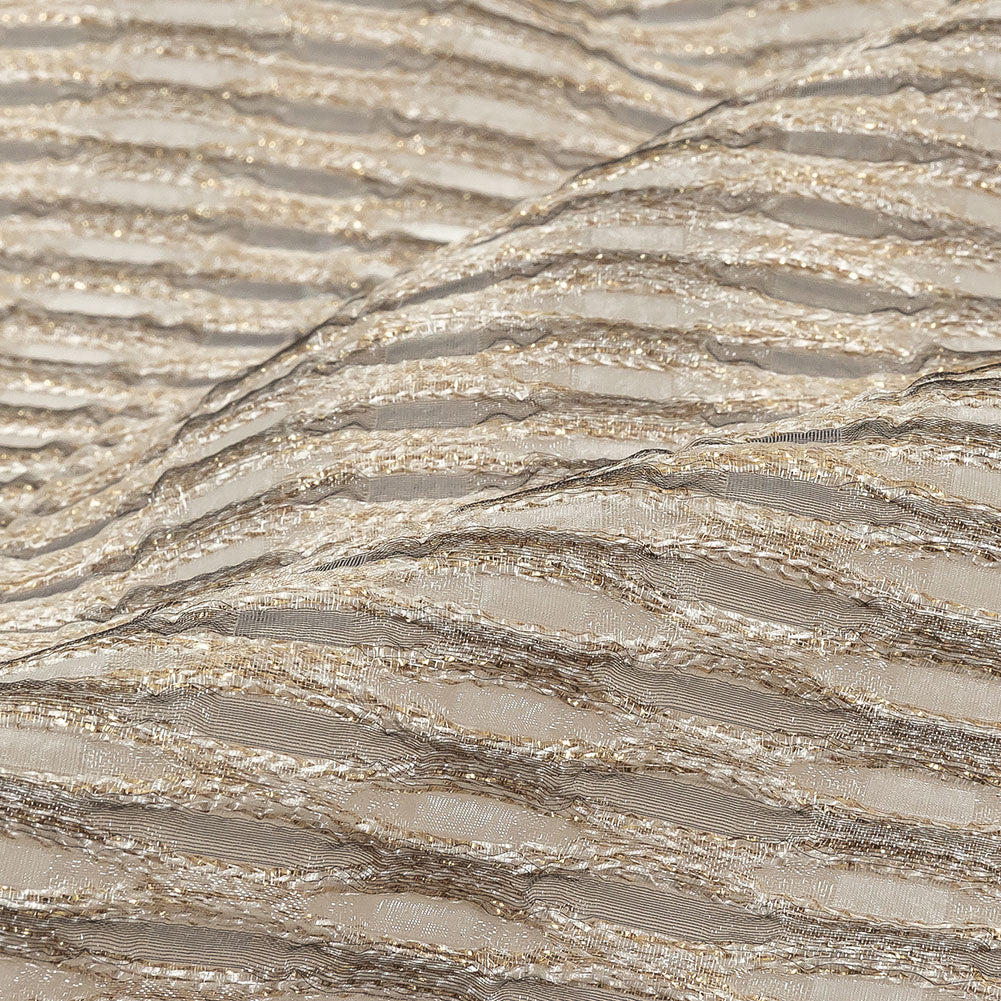 Metallic Gold and Beige Raised Lattice Sheer Organza Luxury Brocade - Joann Fabrics