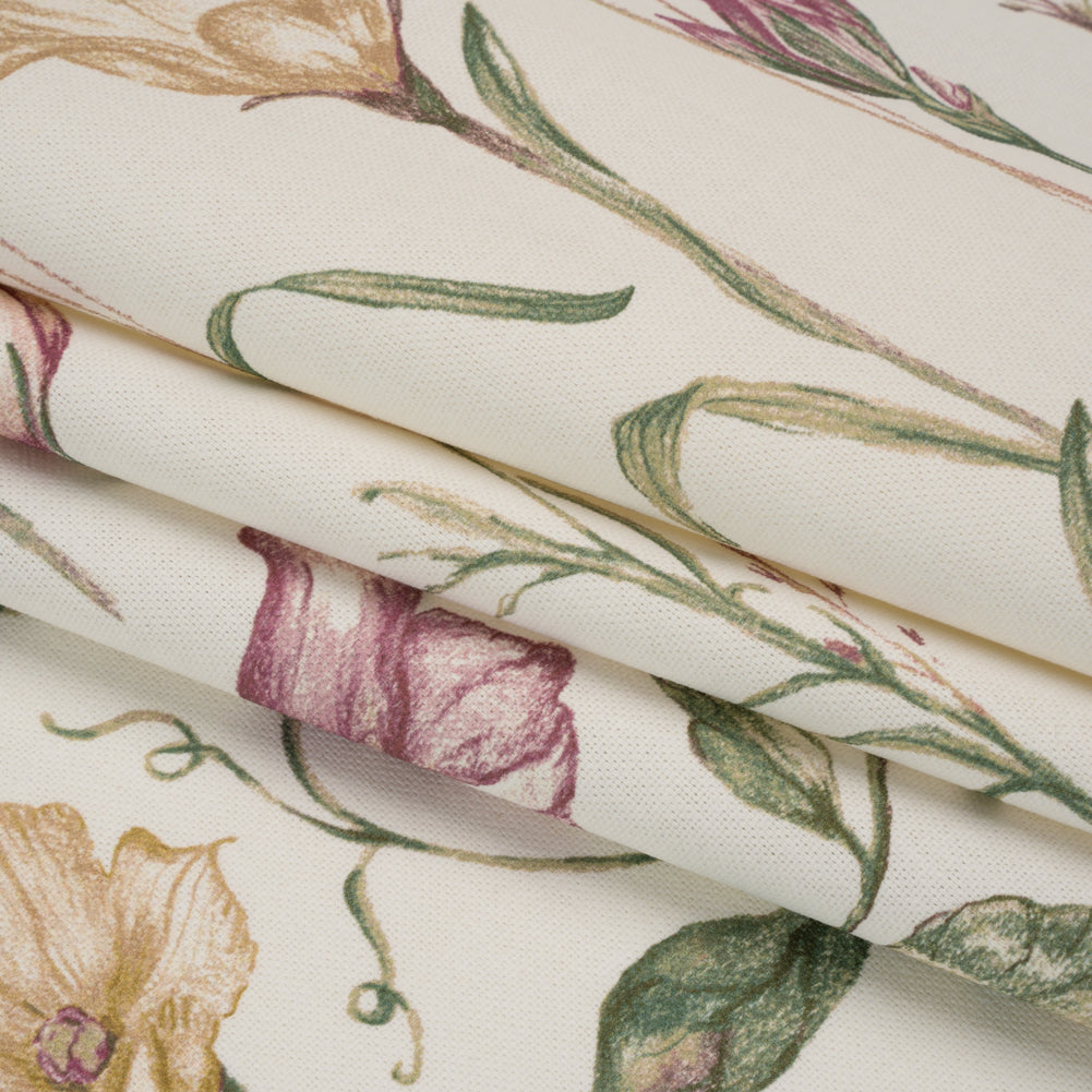 Printed Cotton Canvas - Peony Flowering Stems and Butterflies - British Imported - Joann Fabrics