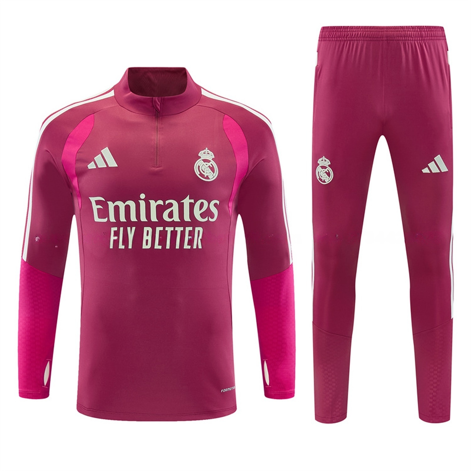 Real Madrid 26-27 Long Sleeve Training Set - Rose Red Top & Rose Red Pants - UnitedFutballJersey