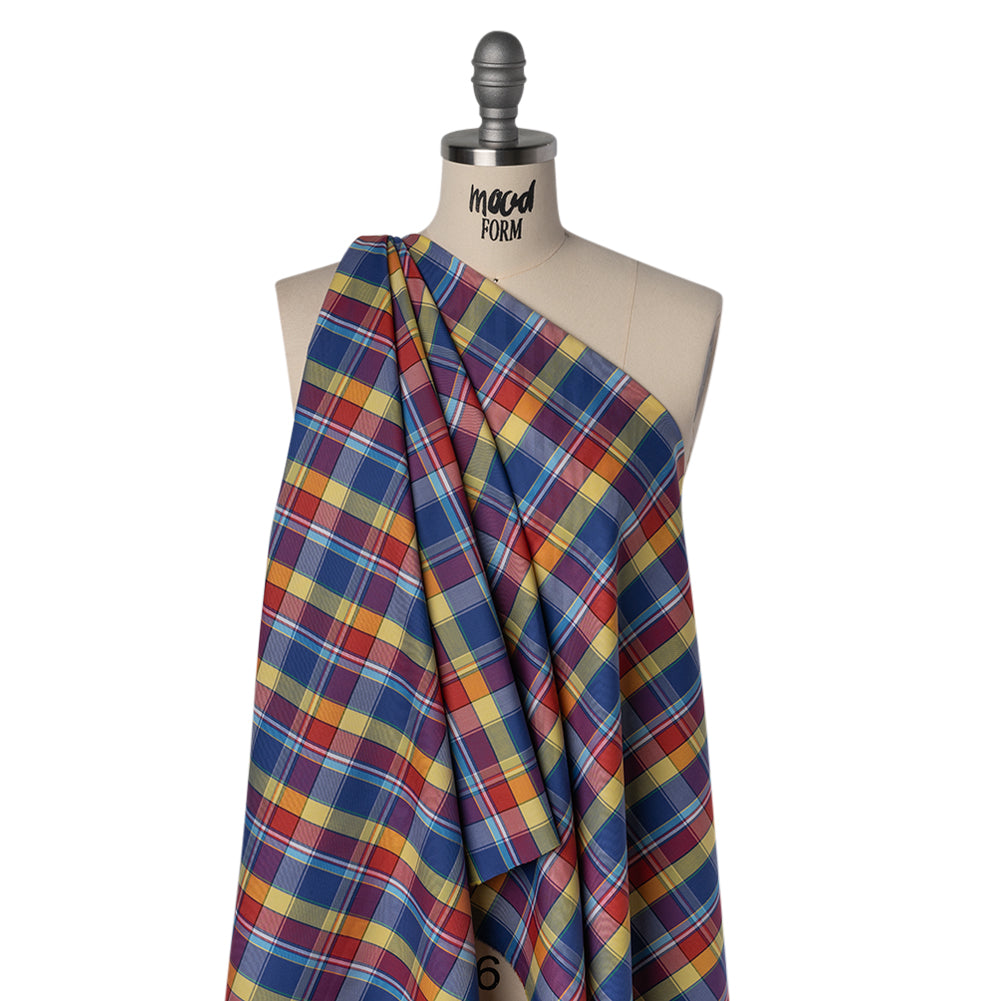Cotton Twill Shirting - Red, Blue and Butter Yellow Plaid - Deadstock - Joann Fabrics