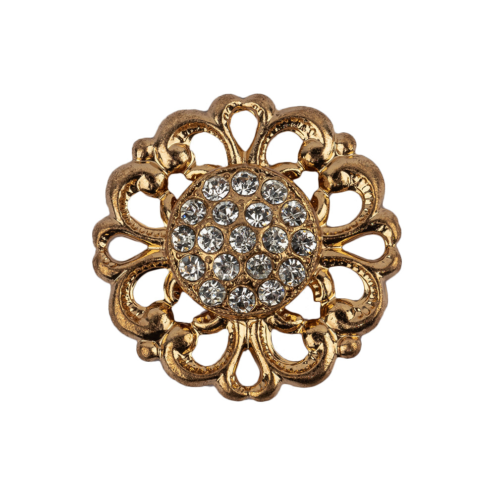 Vintage Swarovski Crystal Rhinestones and Gold Metal Open Framework Shank Button - 40L/25.5mm - Joann Fabrics