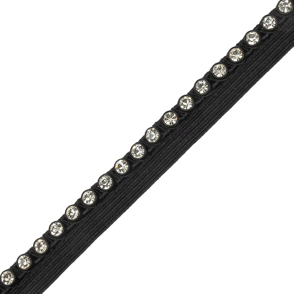 Vintage Crystal and Black Stretch Rhinestone Piping - 0.375