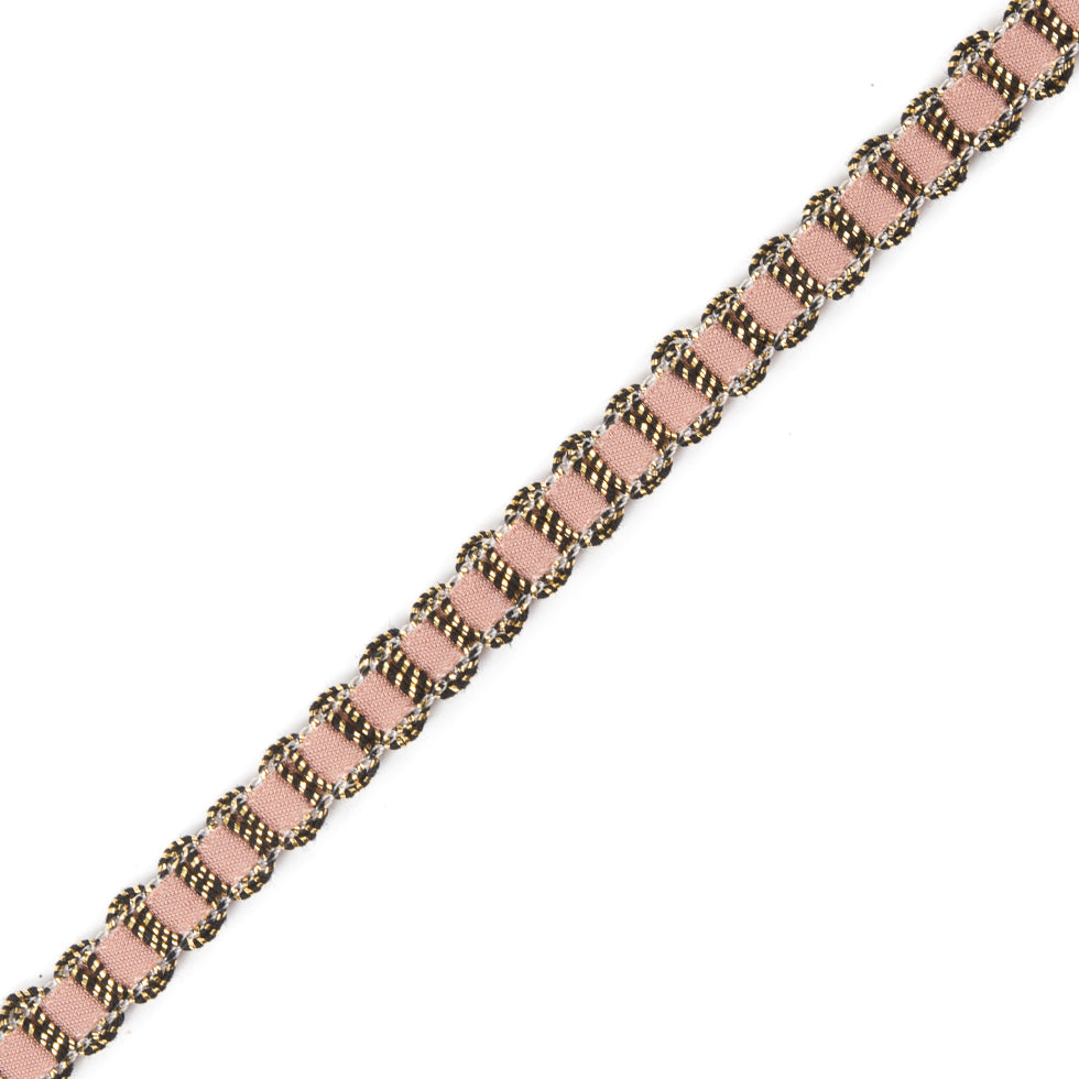 Gold Braid Around Peach Velvet Trimming - 0.25