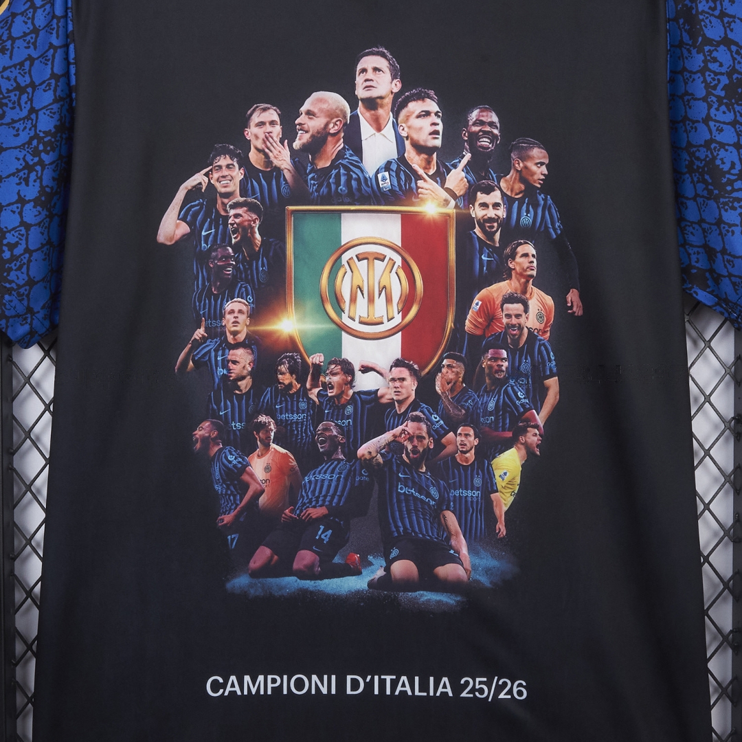 Inter Milan 2026 Serie A Champions Commemorative Black T-Shirt - UnitedFutballJersey