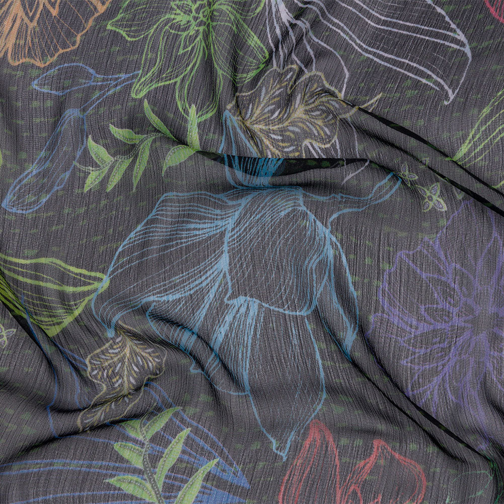 Mood Exclusive Blue Tunnel of Wonder Crinkled Polyester Chiffon - Joann Fabrics