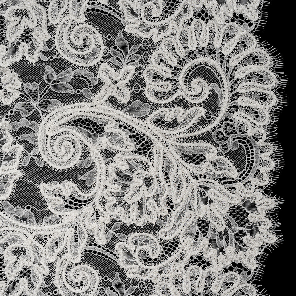 Picot Braid Embroidered Chantilly Lace with Finished Edges - White and Ivory Floral Swirls - Joann Fabrics