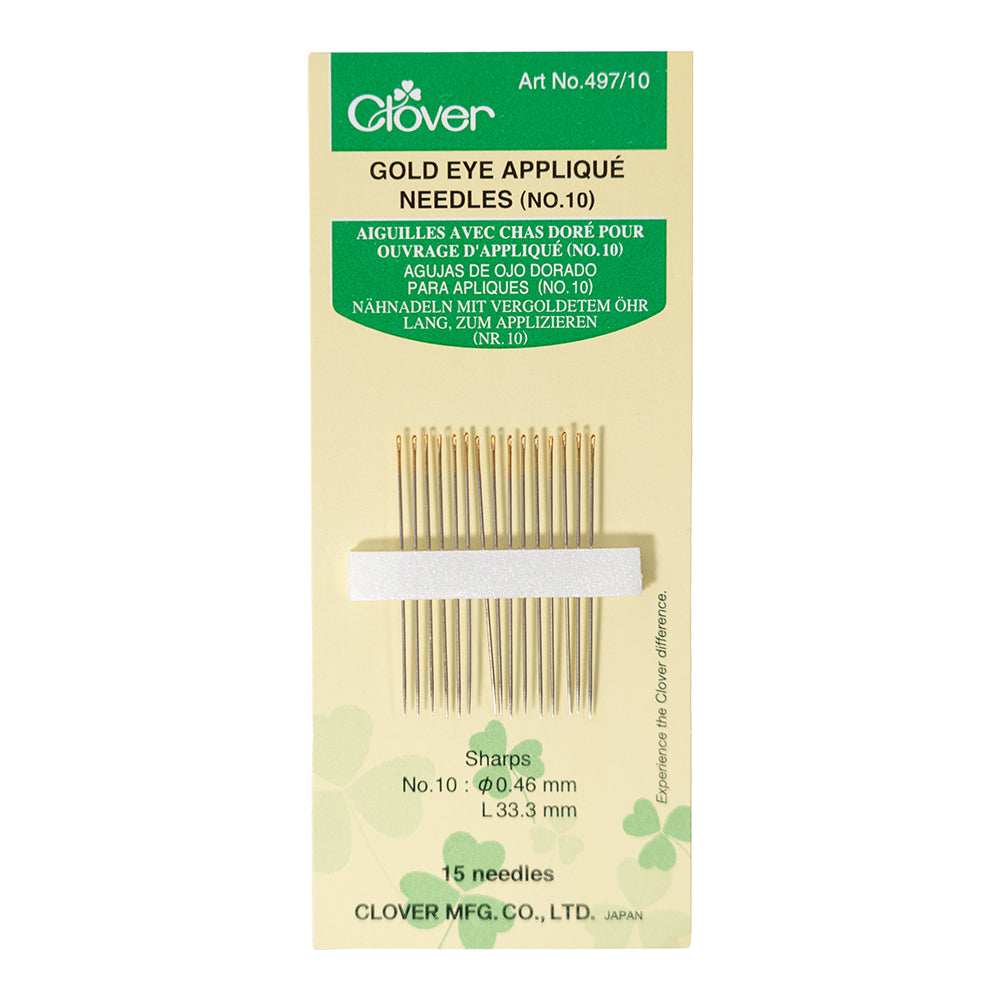 Clover Gold Eye Applique Needles - Size 10 - 15 ct - Joann Fabrics