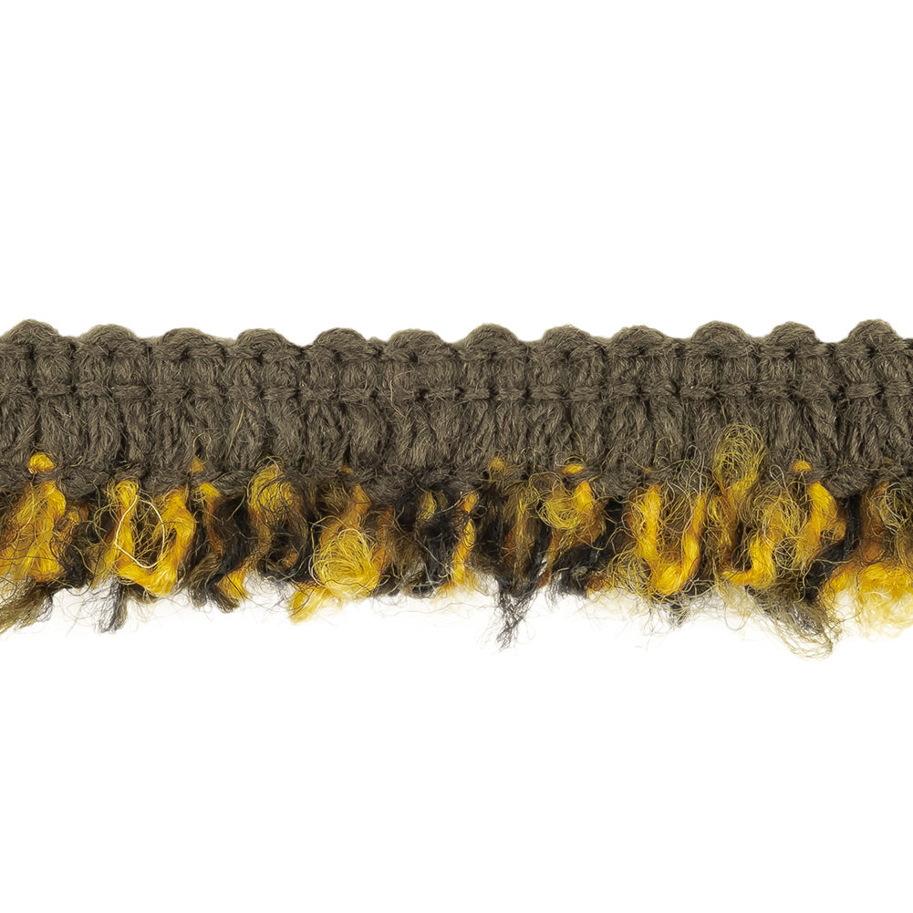 Wren, Black, and Mustard Boucle Looped Fringe Trim - 0.625