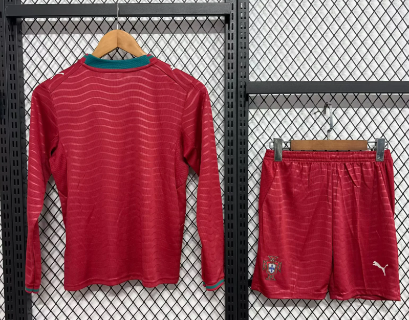 2026 Long Sleeve Portugal Home Football Shirt 1:1 Thai Quality Kids Size