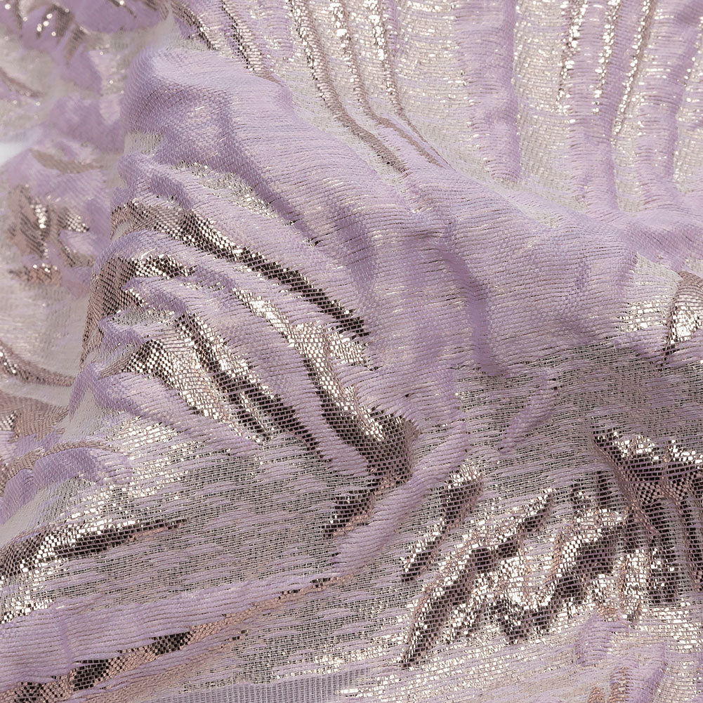 Metallic Rose Gold and Lilac Firework Flowers Luxury Burnout Brocade - Joann Fabrics