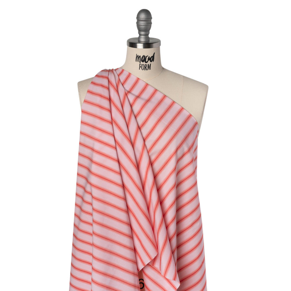 Cotton Shirting - Light Pink and Coral Red Stripes - Deadstock - Joann Fabrics