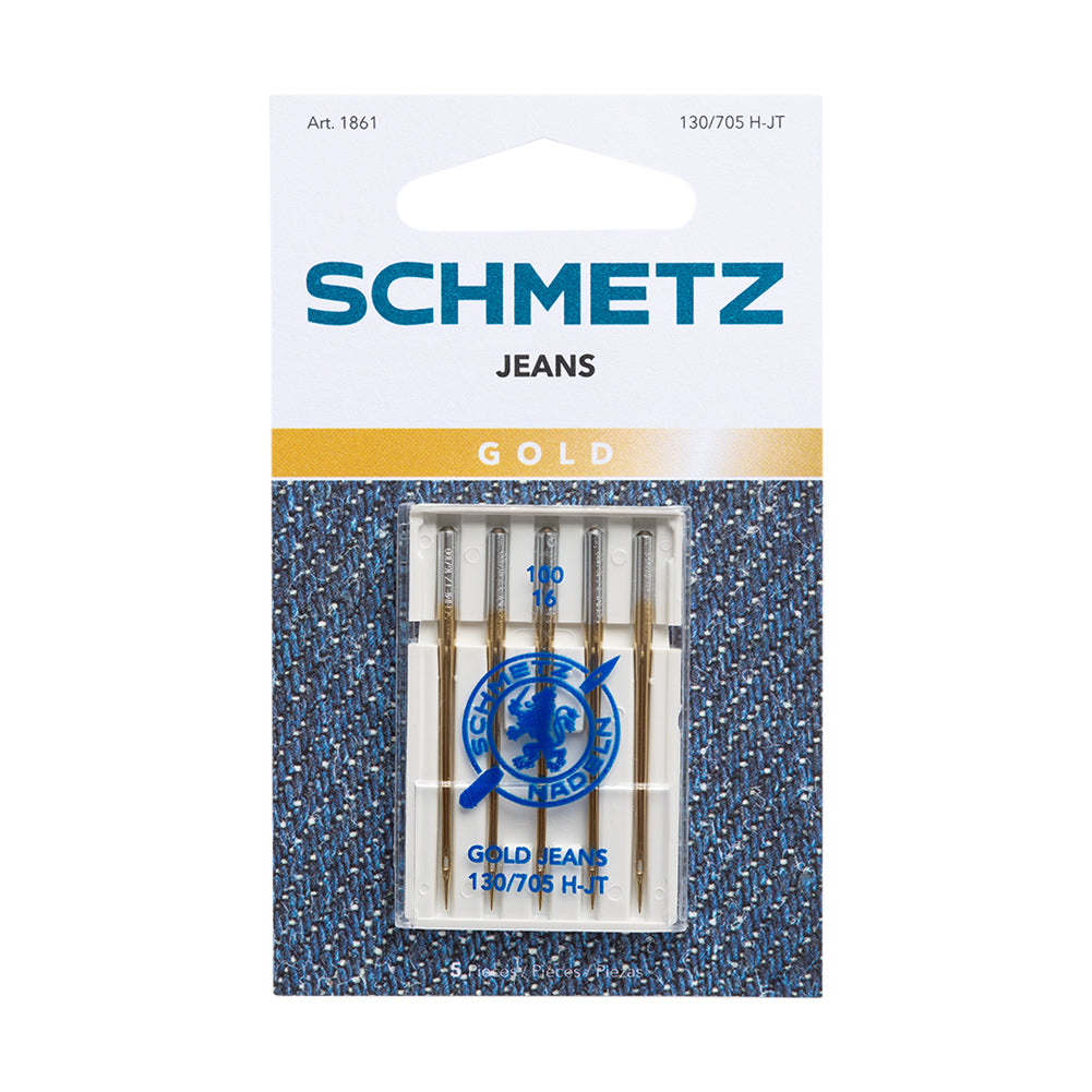 Schmetz Gold Plated Denim/Jeans Machine Needles - 100/16 - 5 ct - Joann Fabrics