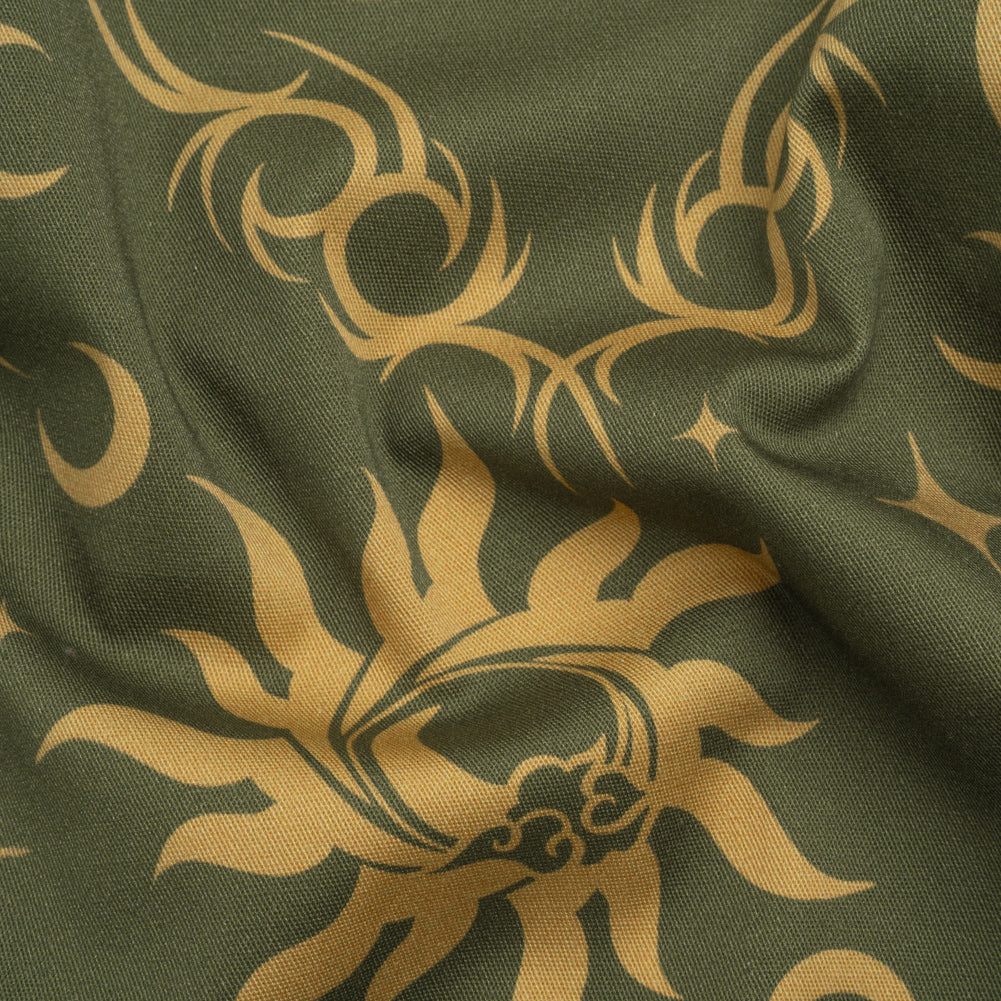 Stretch Cotton Twill Print - Green Classic Tattoo Motifs - Mood Exclusive Totally Starstruck - Joann Fabrics
