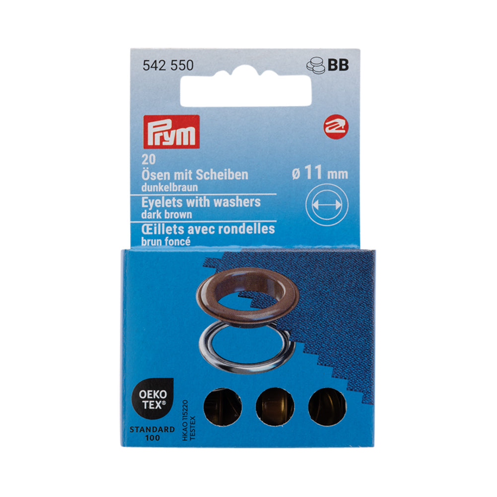 Prym Eyelets with Washers - Dark Brown 11mm - 20pc - Joann Fabrics