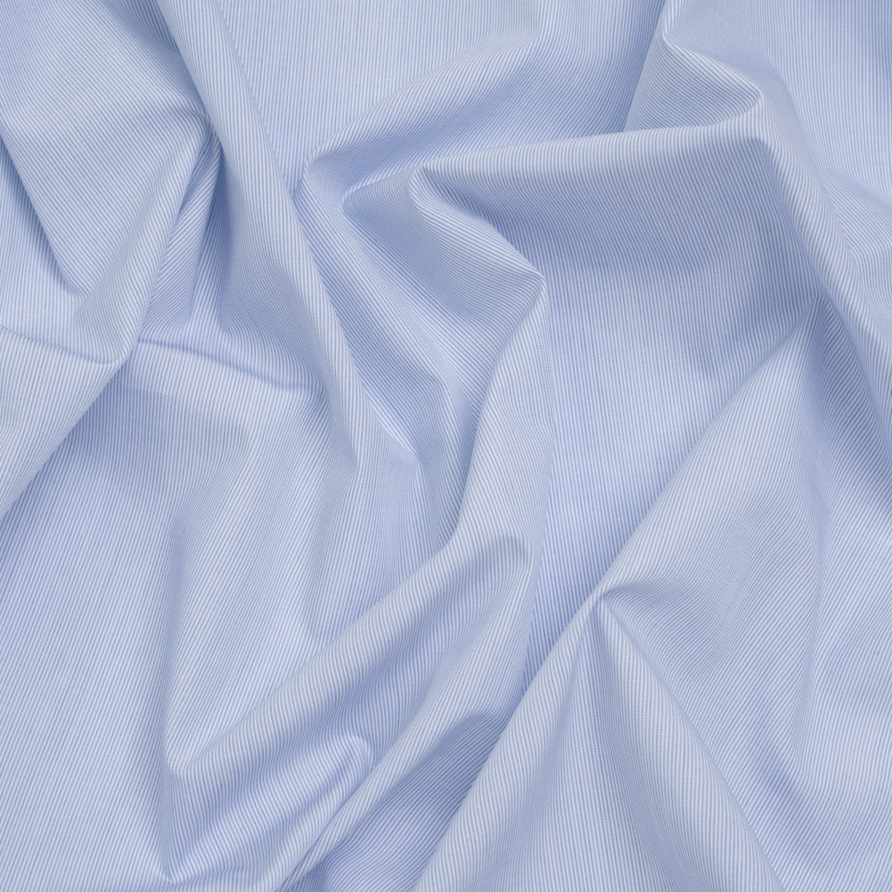 Cotton Shirting - Sky Blue and White Pinstripes - Deadstock - Joann Fabrics