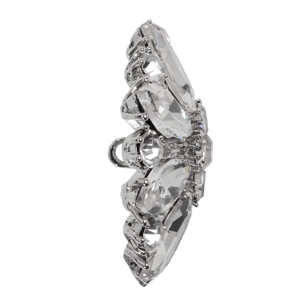 Rhinestone and Metal Shank Back Button - 58L/37mm - Crystal and Nickel-Free Silver Big Open Flower - Joann Fabrics