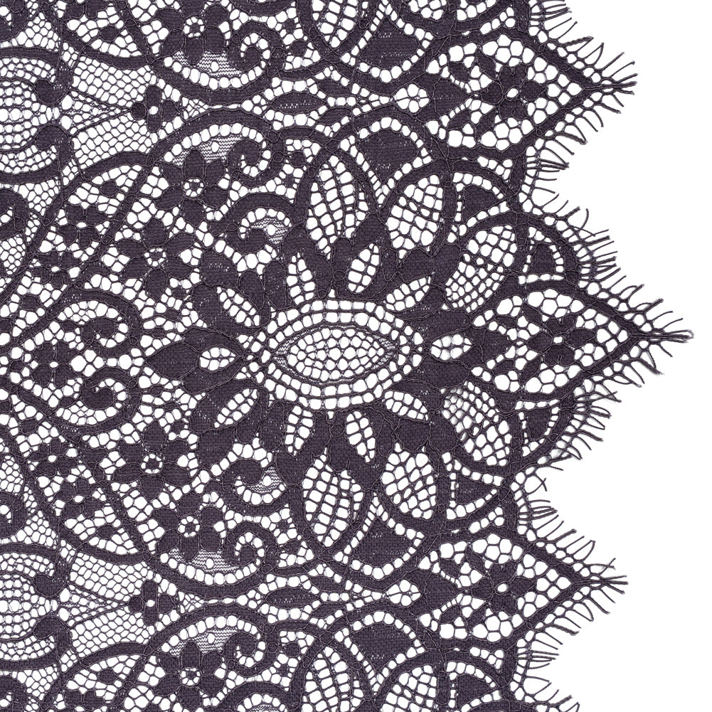 Corded Lace Panel with Finished Eyelash Fringe Edges - Smoke Floral Flows - Joann Fabrics