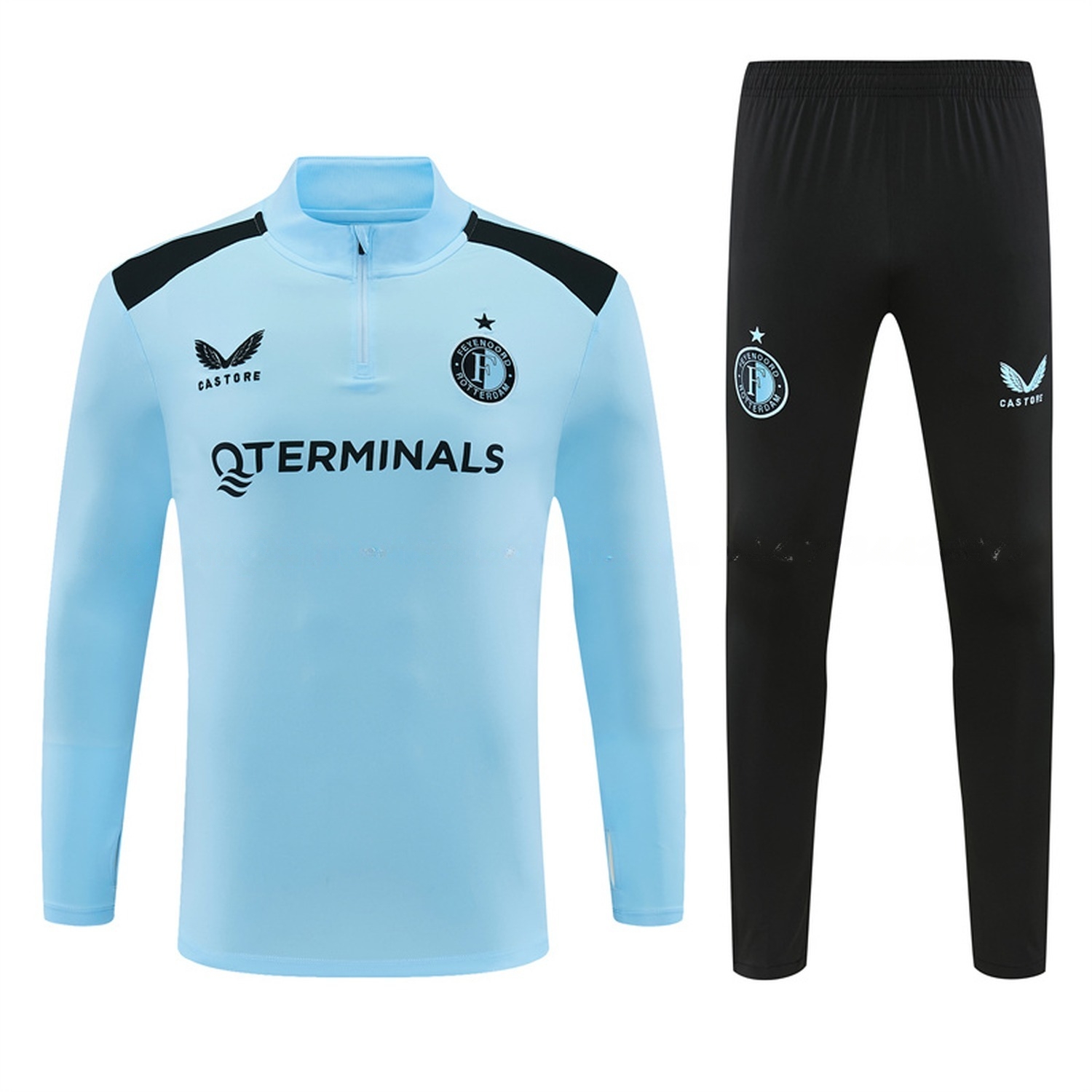 Feyenoord 26-27 Long Sleeve Training Set - Light Blue Top & Black Pants - UnitedFutballJersey