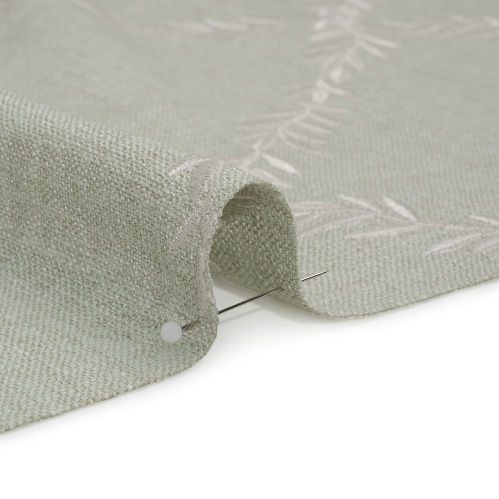 Embroidered Slubbed Drapery Woven - Duckegg Leafy Lattice - British Imported - Joann Fabrics