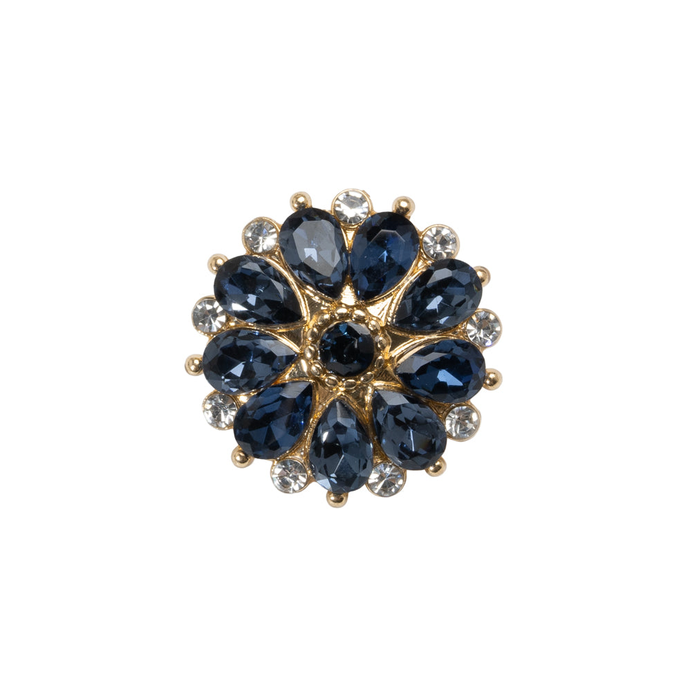 Rhinestone and Metal Shank Back Button - 32L/20mm - Blue and Gold Little Daisy - Joann Fabrics